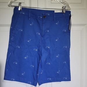 𝅺arizona Boy's Husky Stretch Blue Chino Shark Print Shorts